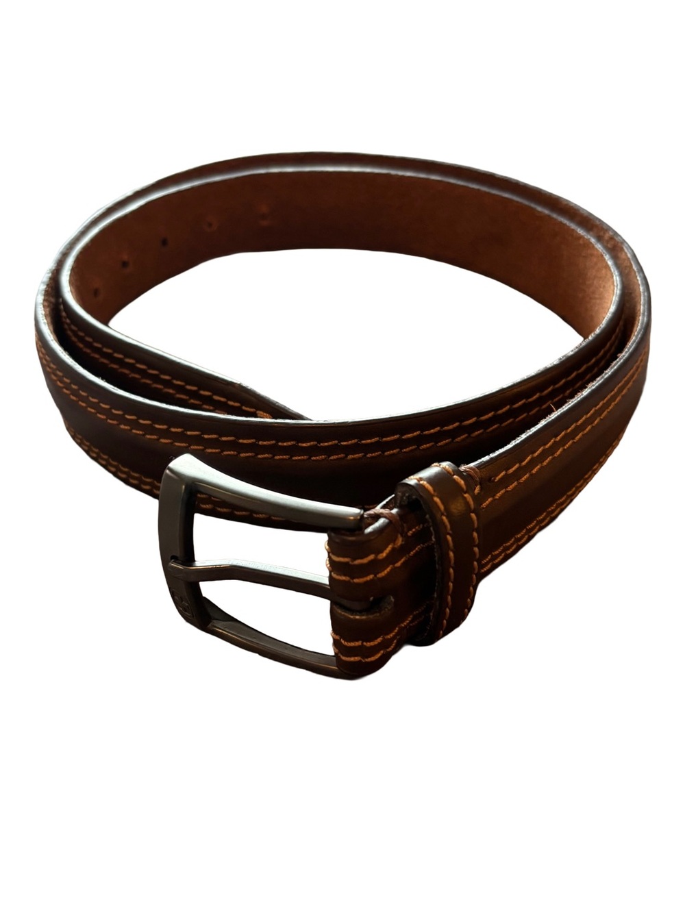 Wenger SwissGear Men’s Dark Brown Leather Belt Contrast Stitch Gunmetal Buckle